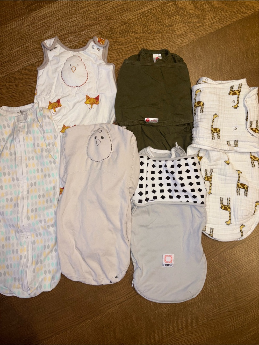 Bundle of 8 Infant Baby Swaddles and Sleep Sacks Sizes Newborn to 6 Months